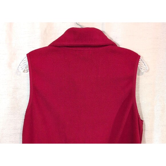 Chaps by Ralph Lauren Women's MEDIUM Fleece Vest Full Zip Red Collared Pockets - Picture 13 of 15